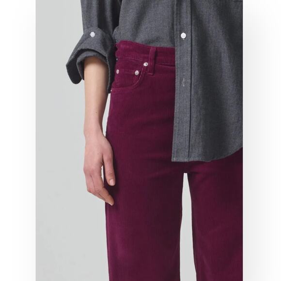 New $240 CITIZENS OF HUMANITY Paloma Corduroy Pants Wide Leg Baggy Red Hippie - Picture 12 of 13